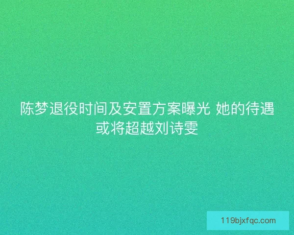 陈梦退役时间及安置方案曝光 她的待遇或将超越刘诗雯