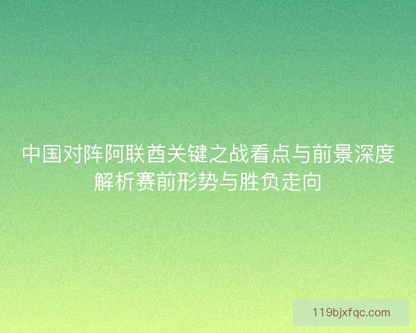 中国对阵阿联酋关键之战看点与前景深度解析赛前形势与胜负走向