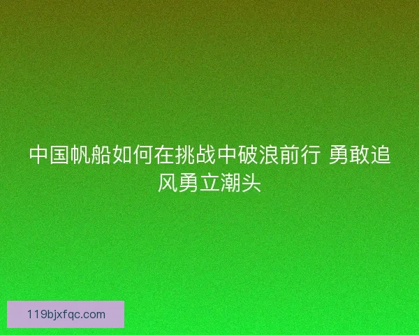 中国帆船如何在挑战中破浪前行 勇敢追风勇立潮头